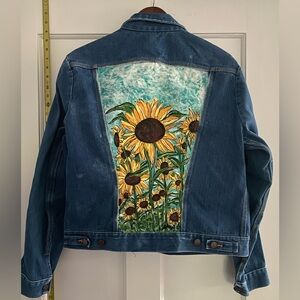 Vintage Wrangler Jacket ~ 1970’s Wrangler Jean Jacket with Sunflower Painting